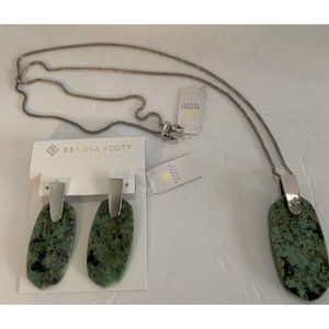 KENDRA SCOTT 'INEZ' AFRICAN TURQUOISE NECKLACE PENDANT POST EARRINGS SET NEW NWT